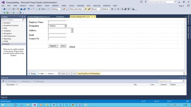 Employee Registration form